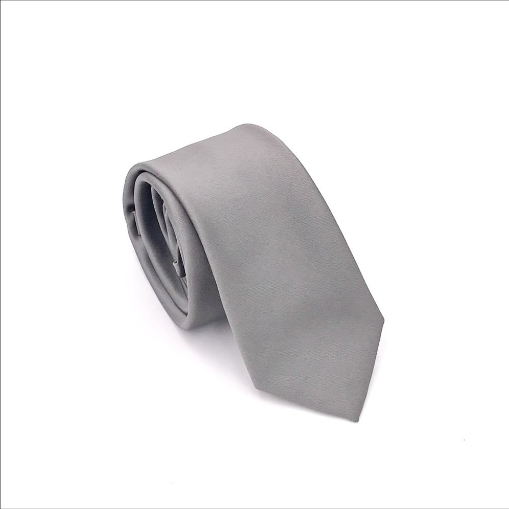 Silver Solid Satin Tie | J.Ferrar